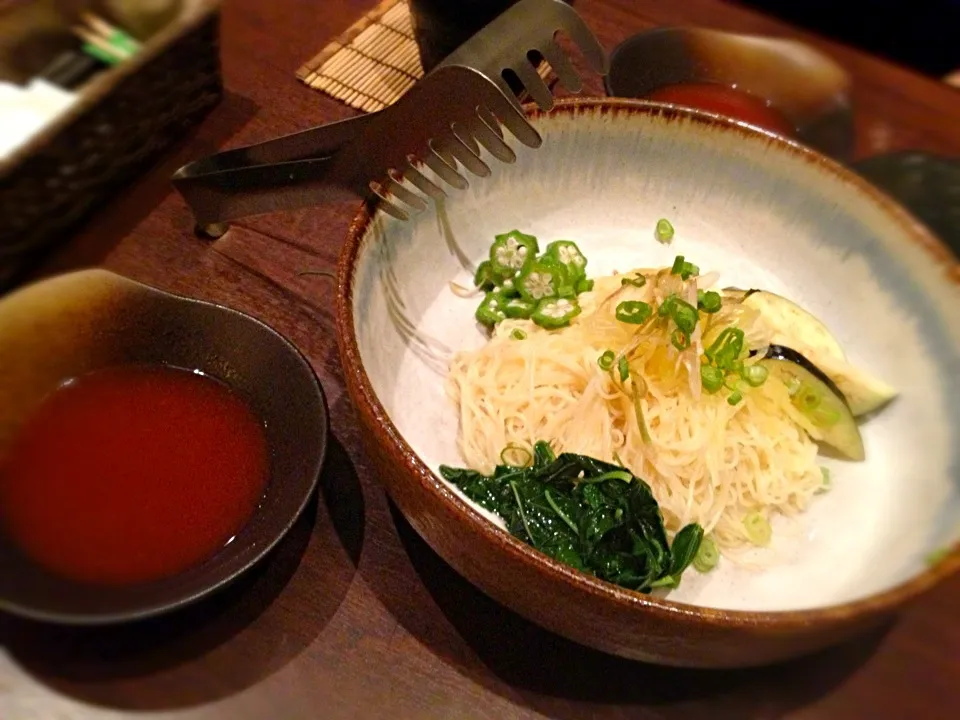 梅の麺つゆで食べるそうめん|なつみさん