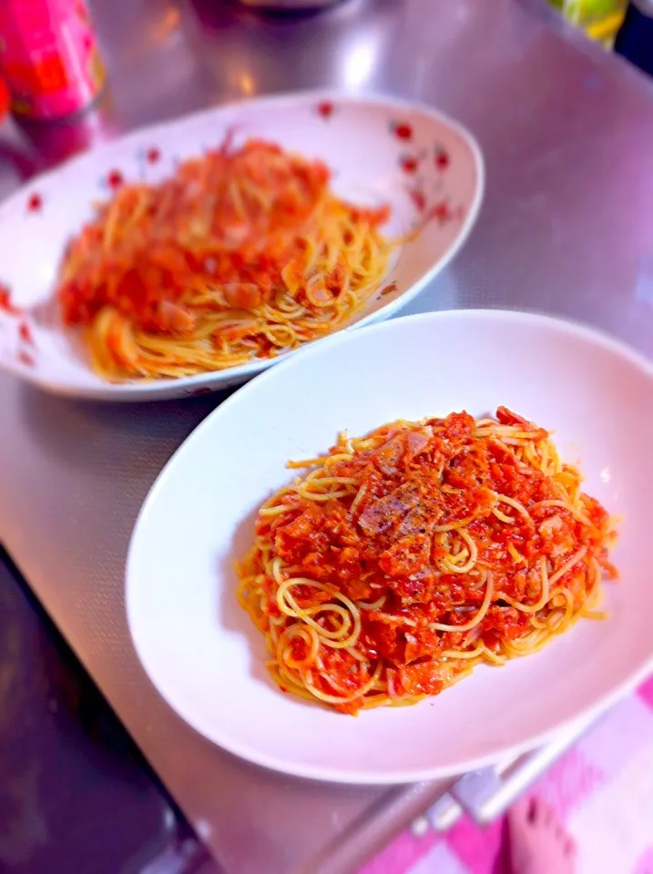 今ある物で即席晩御飯(パスタ)|まさひろさん