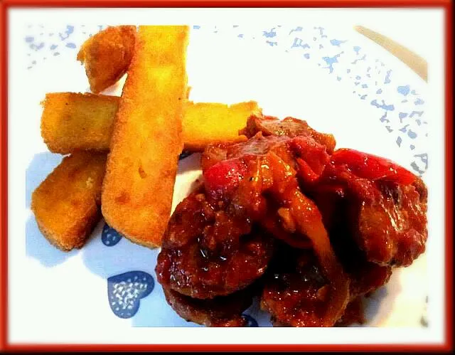 Sausage Pepper and Onion with Parmesan Polenta Fries|S Theoさん