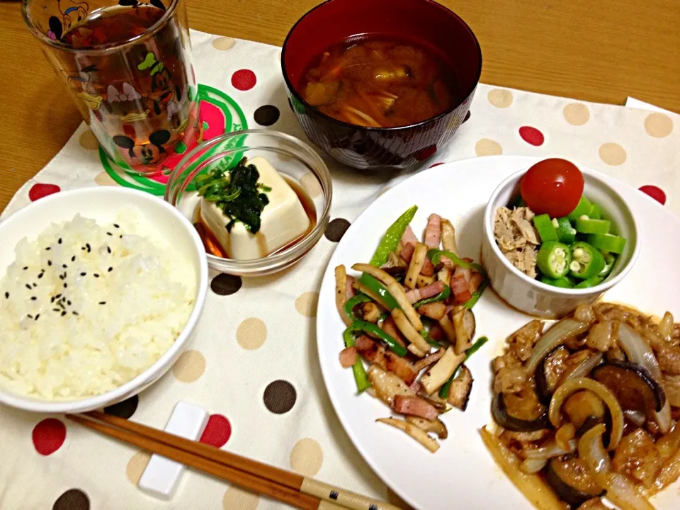 お弁当の残りの晩ご飯|miyamegu**さん