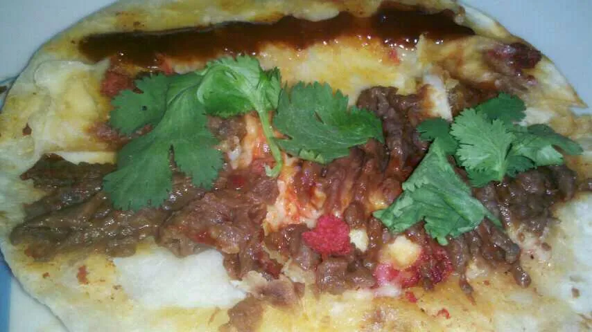 quesadilla con chorizo, frijoles, cilantro y chile chipotle|Javier Rdz.さん