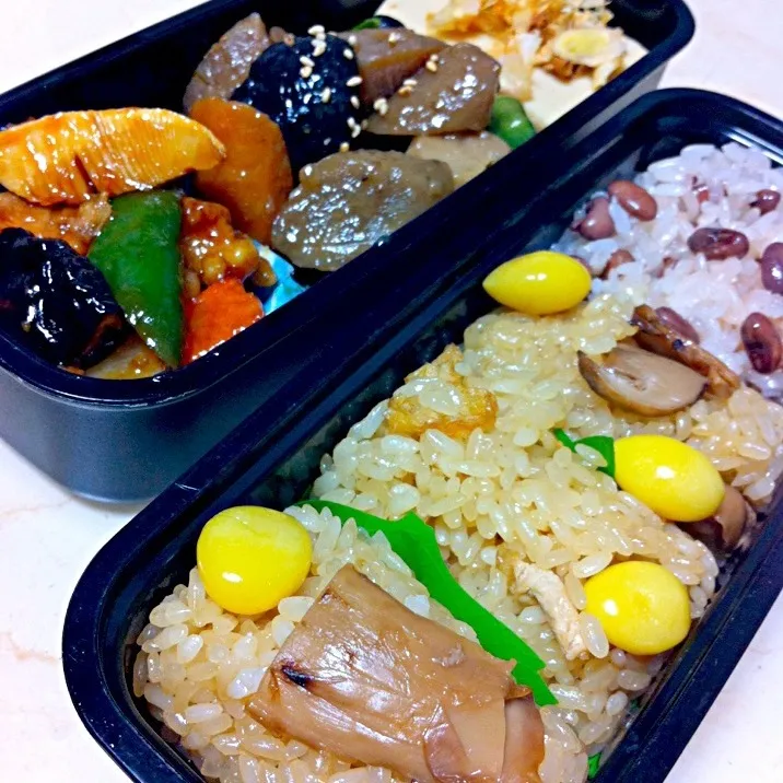 松茸おこわとボリュームいっぱい、主人のお弁当！|Aiminさん