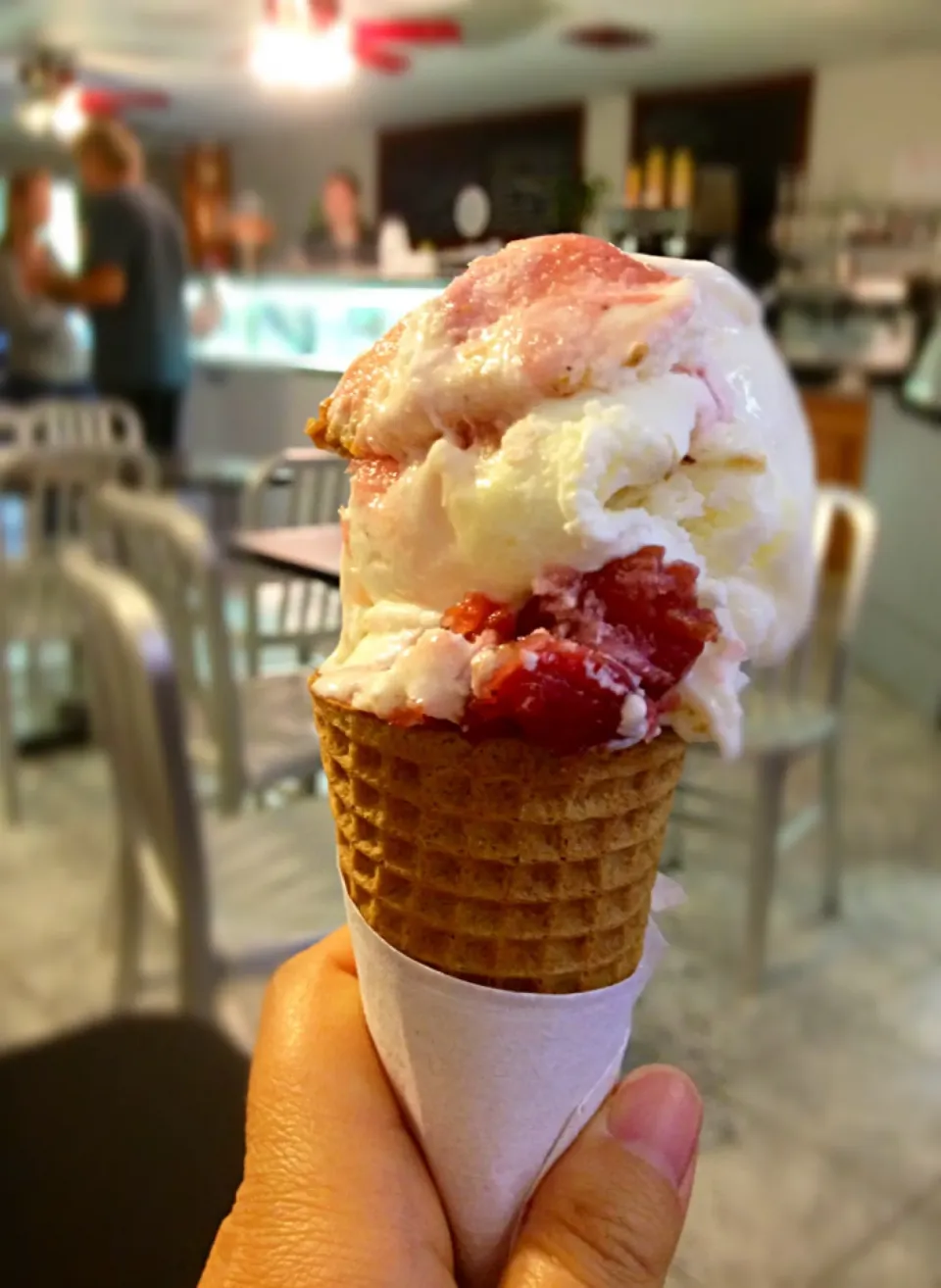 Snapdishの料理写真:Cherry Pie Swirl In Sugar Cone 🍦😋|MyRaXさん