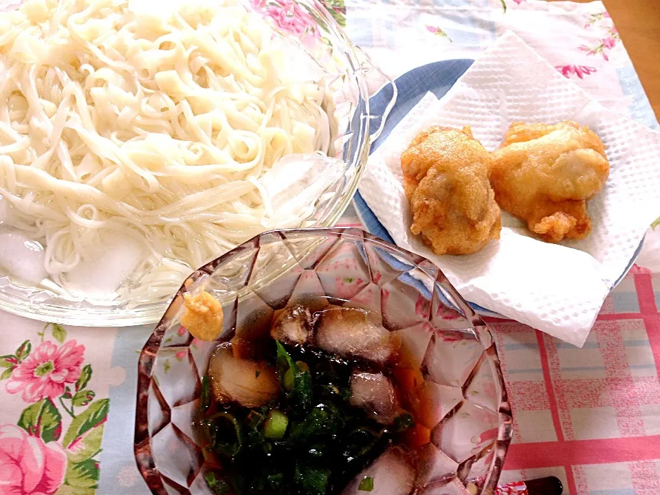 稲庭切れ端うどん、昨夜の鶏唐揚|相良幸子さん