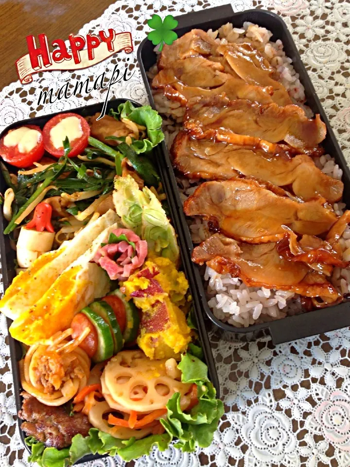 Snapdishの料理写真:こんにちわ😀長男夜勤鶏照り焼き丼弁当✨|katumi  ueharaさん