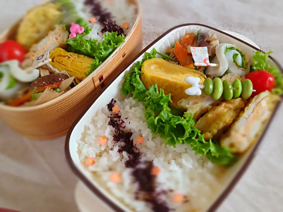 8月26日  レンコンの挟み揚げと肉野菜炒めのお弁当|かとっちみゆさん