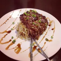 Korean Kalbi Baby Back Ribs and Bean Sprout Salad.