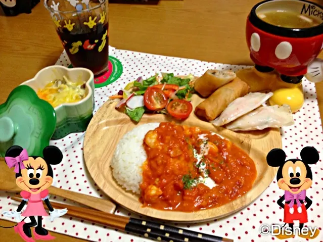 海老のトマトクリームライスメインの晩ご飯|miyamegu**さん