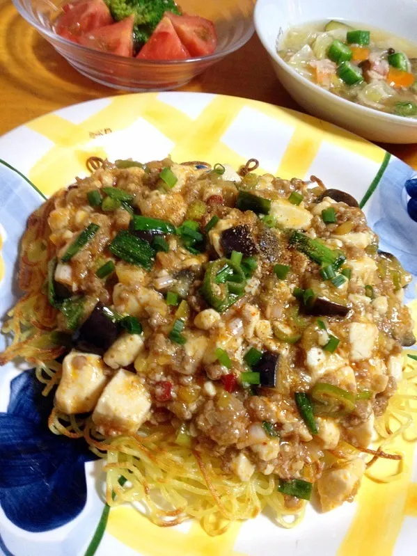 茄子ニラ入り麻婆焼きそば|カウンター嬢さん