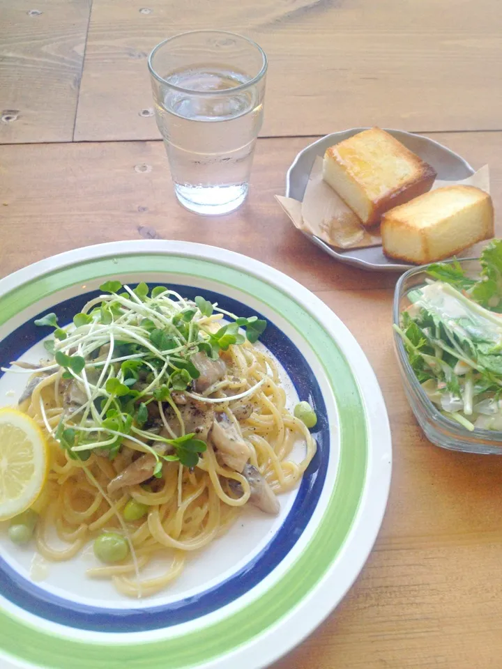 まいたけと枝豆の塩昆布クリームパスタ|みなってぃさん