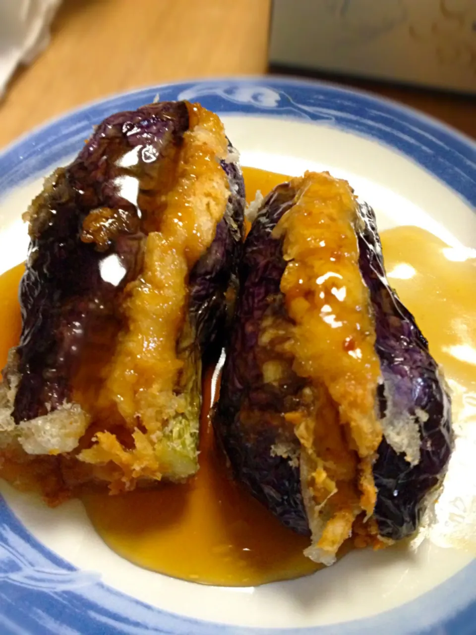 Mashed Soybean-Filled Eggplant in Sake-Mirin-Shouyu Sauce|Nyam | 照ちゃんさん