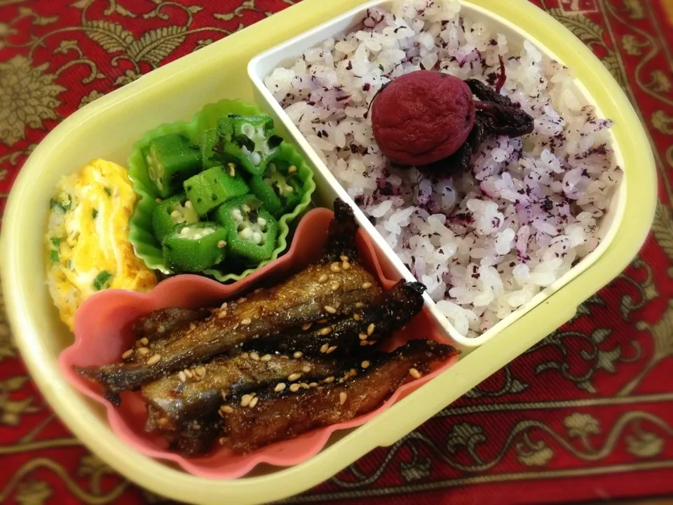 ししゃもの甘辛煮とゆかりご飯弁当|もえさん