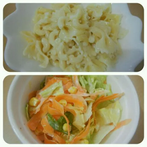 my bebi breakfast ~ macaroni creamcheese' veggy salad|Asti 🌸🌸さん