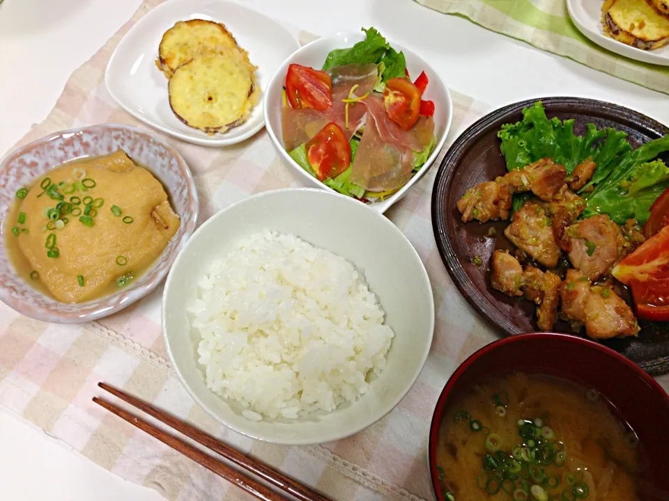 鶏もものネギ塩だれ炒め/薄揚げの挽肉豆腐詰め|k.mamaさん