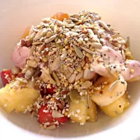 Snapdishの料理写真:Fruit Salad with Passionfruit Yogurt and Mixed Seeds|Mollyさん