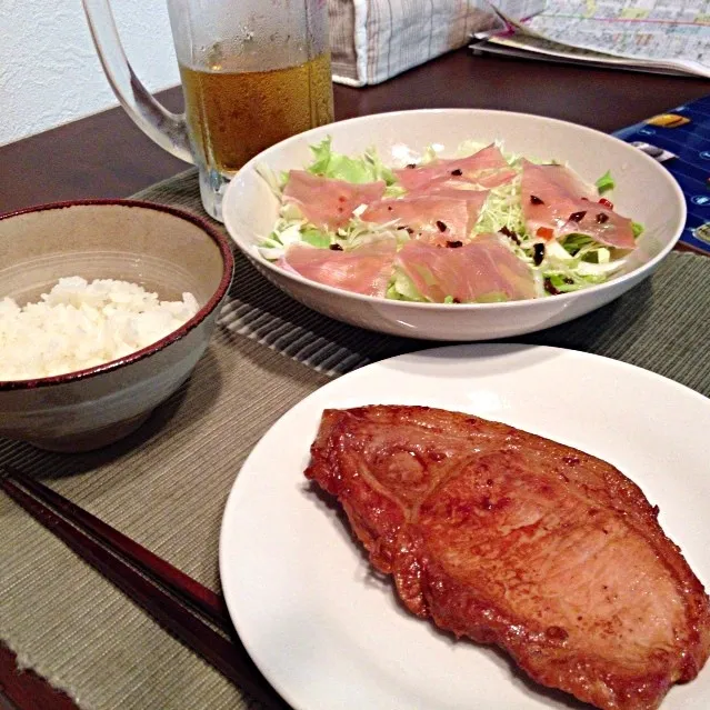 豚ロース味噌漬け 生ハムサラダ|さるさん