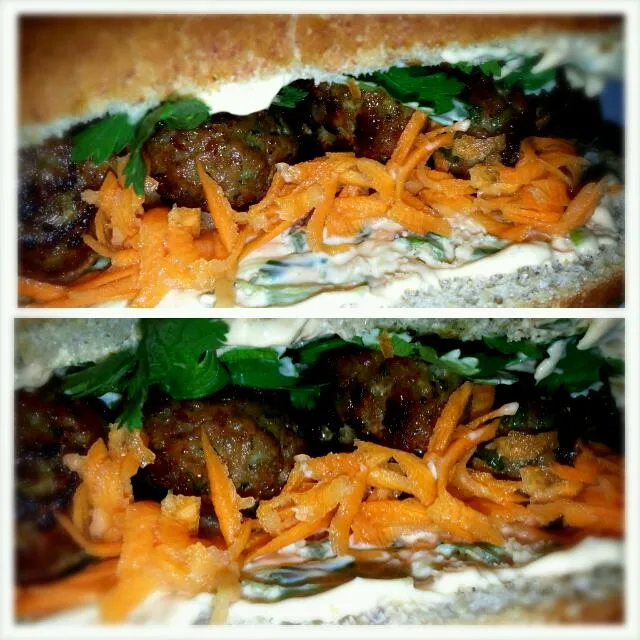 Pork Meatball Banh Mi with Spicy Green Onion Mayonnaise|S Theoさん