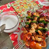 Grilled shrimp kebab with yogurt dill sauce :)|Ysabel Carballoさん