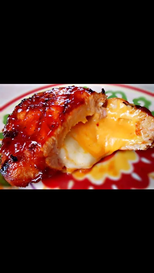 Cheese stuffed candied Jalapeño BBQ pork chop|Gary Langerさん