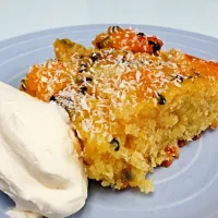 Tropical upside down cake, passion fruit, mango and coconut|Tracey Jamesさん