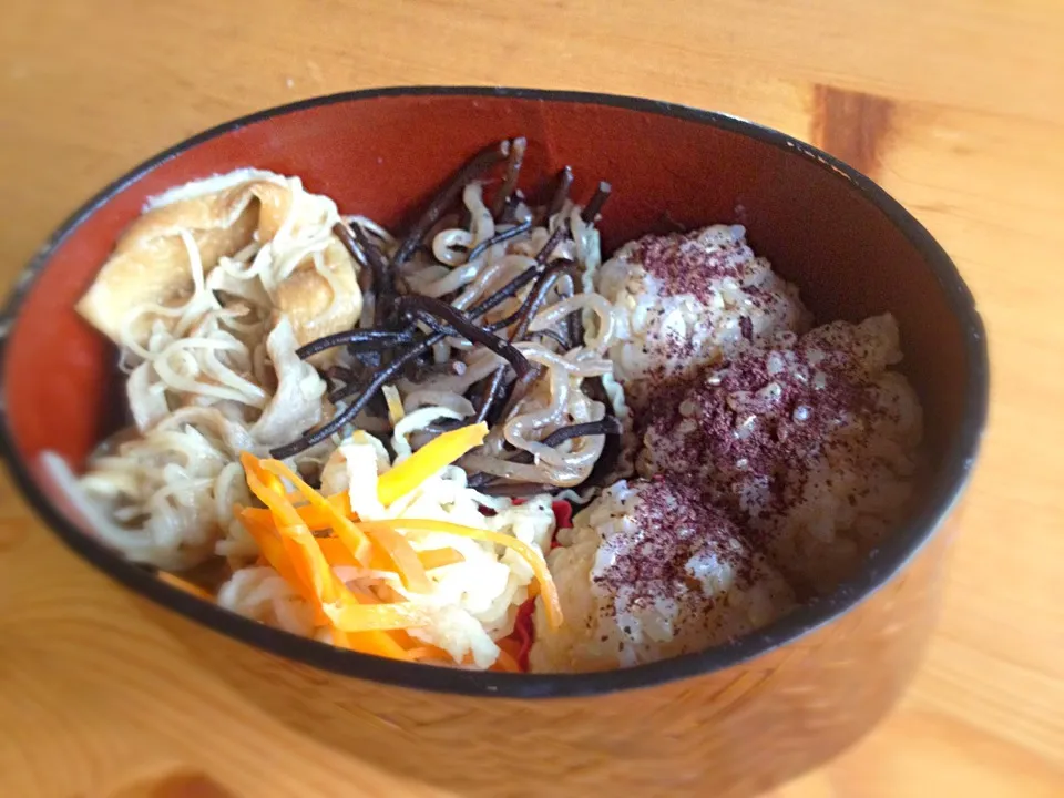 【今日のベジ弁】素麺チャンプルー、切り干し大根の梅サラダ、ひじきこんにゃく|yuccaさん