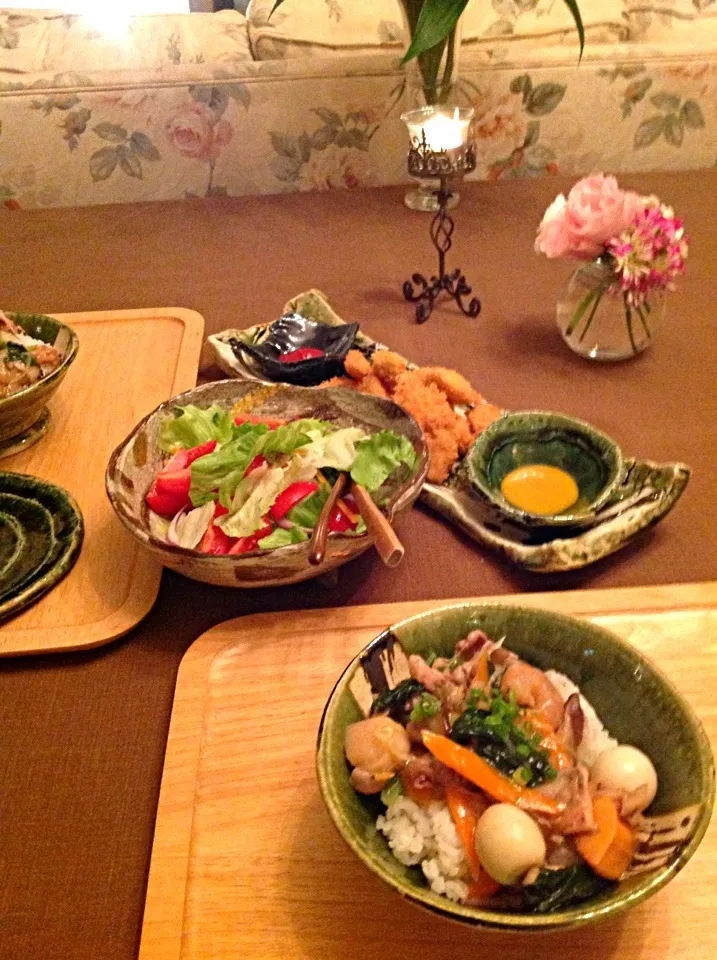 Snapdishの料理写真:夕食 中華丼 ささ身カツ|izunさん