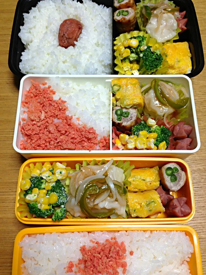 Snapdishの料理写真:９月３日３人のお弁当|川上千尋さん