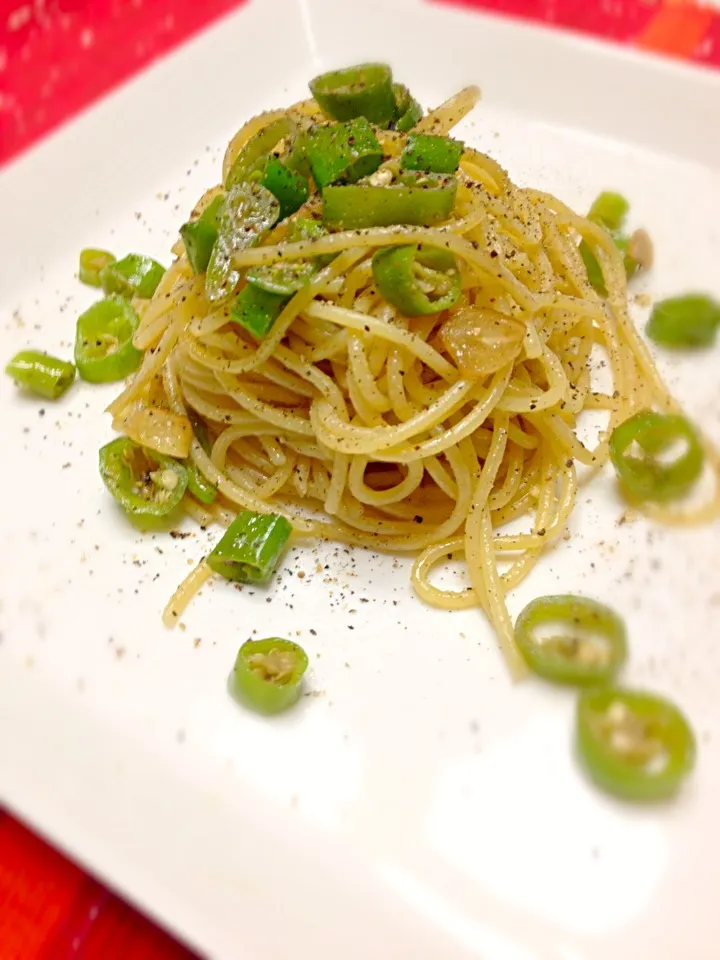 ヒーハー!!激辛青唐辛子のアンチョビパスタ|珍味( ´ ▽ ` )ﾉさん