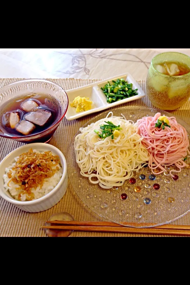 二色素麺＆ちりめん山椒ご飯♡|くうちゃんさん