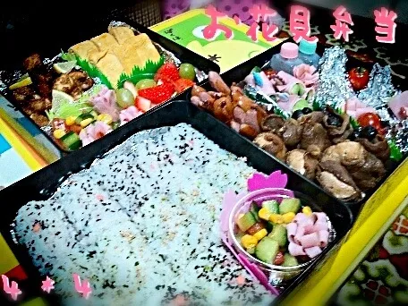 春のお花見に作ったお弁当(^^)|あずにゃんさん