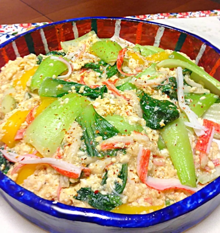 TOMOKOさんの❤玉子豆腐とカニカマ使って簡単うまうまあんかけ冬瓜♥の青梗菜バージョン♬|チョス ♪さん