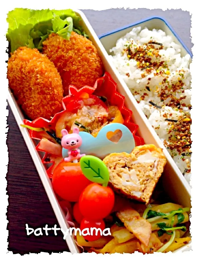 ゆ〜ちんさんのホワイトバーグのソースでキノコグラタン弁当〜☆battymamaの女子かわぃぃお弁当〜☆9/3(火)☆|ばってぃーまま＠♪さん