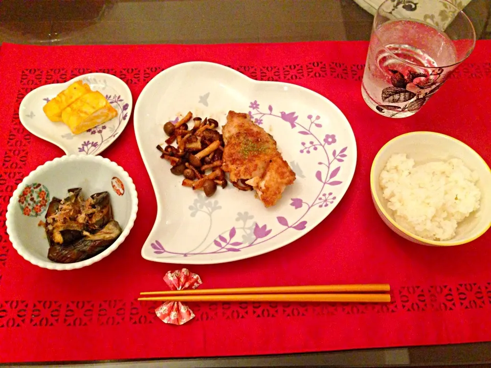 鱈のバター醤油焼き  茄子の煮浸し 出し巻き卵|maiさん