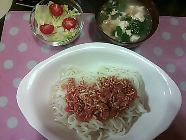 レタス豆腐スープ&サラダ&ミートソフト麺|クラキティさん