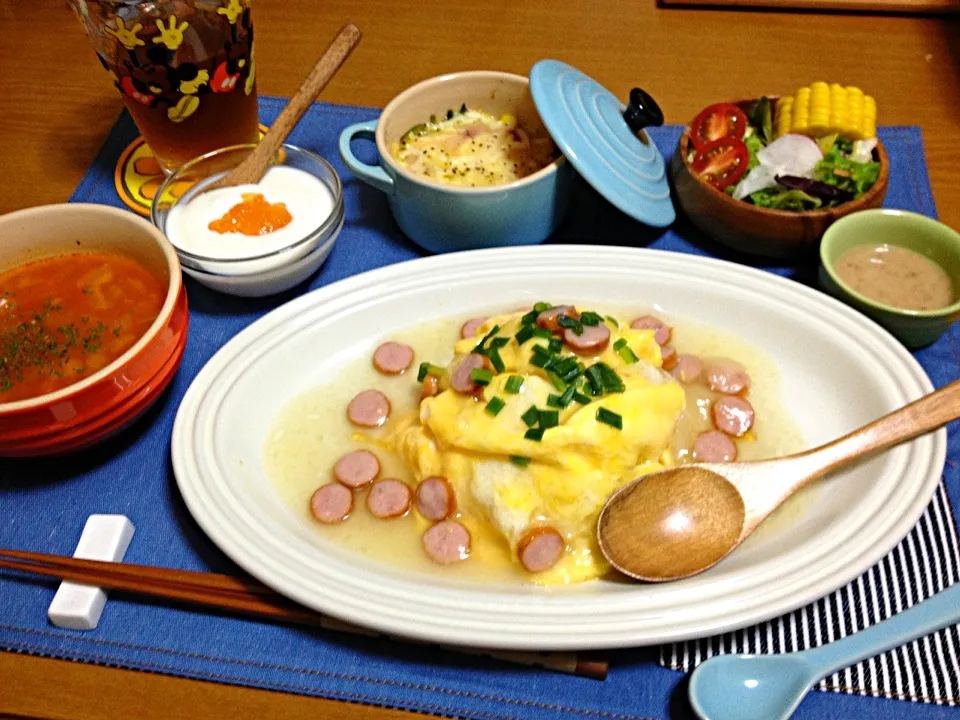 生姜スープのあんかけご飯メインの晩ご飯|miyamegu**さん