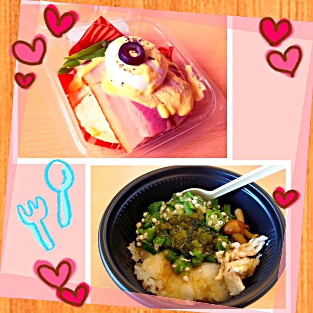 Snapdishの料理写真:昨日の朝ごはん＆昼ごはんはコンビニ飯でした🏪|みきぴょん♪さん