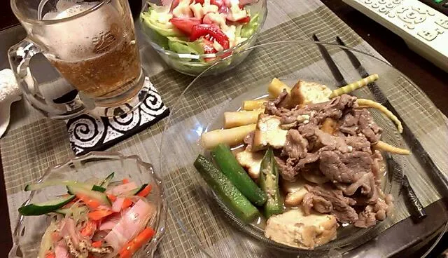 トマトとレタスのサラダ&春雨の中華サラダ&厚揚げと豚肉の味噌炒め|まぐろさん