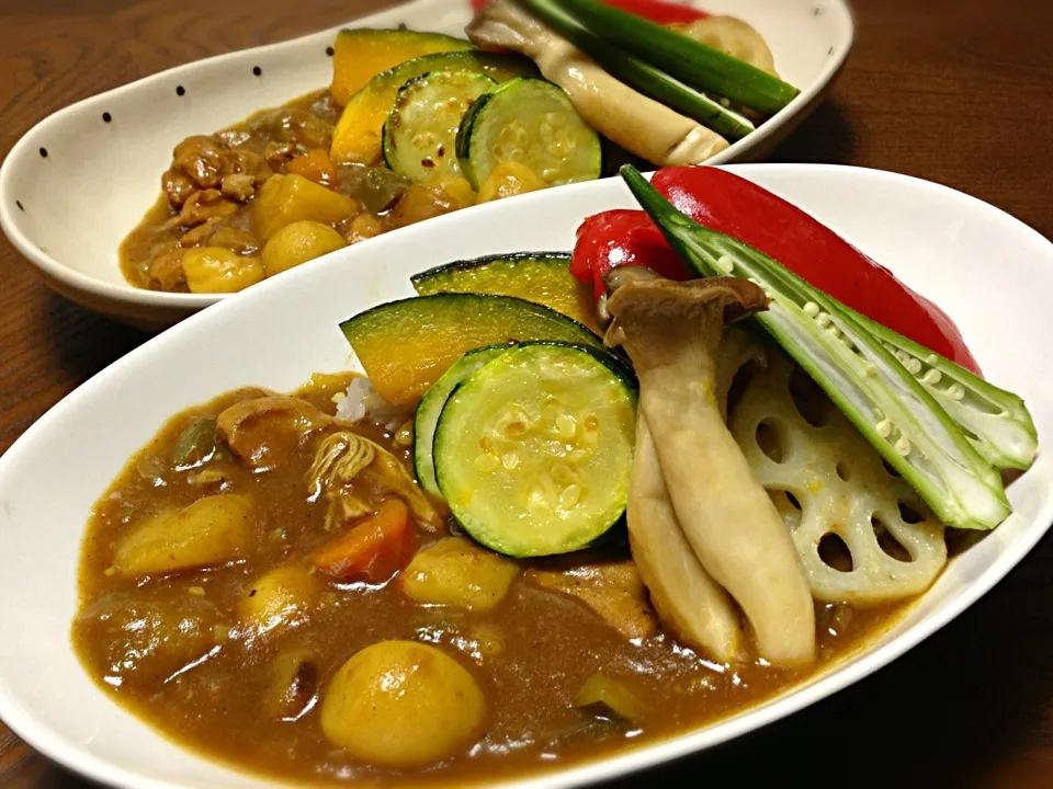 Snapdishの料理写真:ウズラさんオクラさん入り野菜カレー♡|ちっきーさん