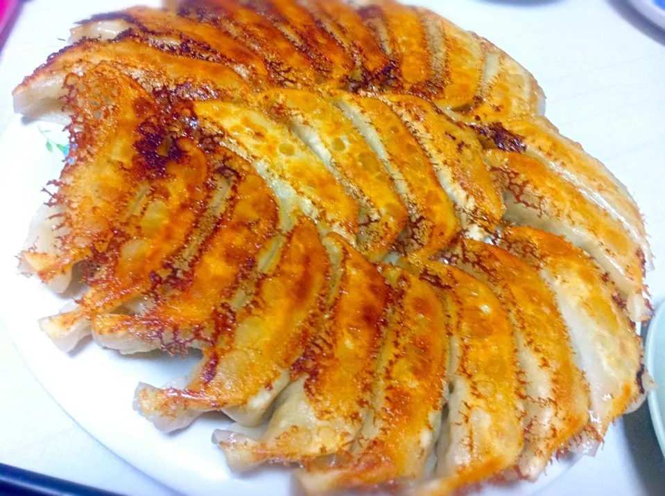 Snapdishの料理写真:ニラとニンニクたっぷり！焼き餃子|miyuさん