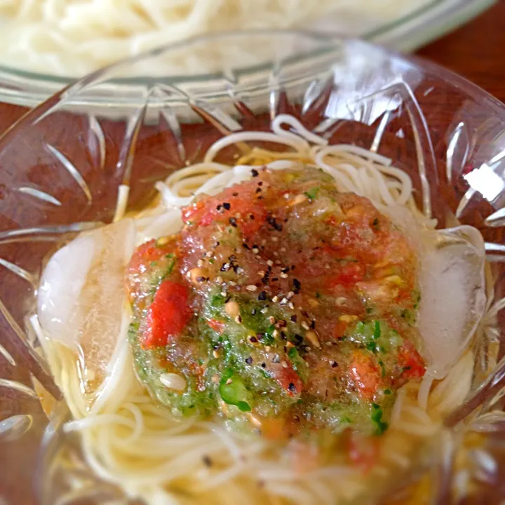 キュウリとトマトのソースでイタリアン素麺❗|yuuminさん