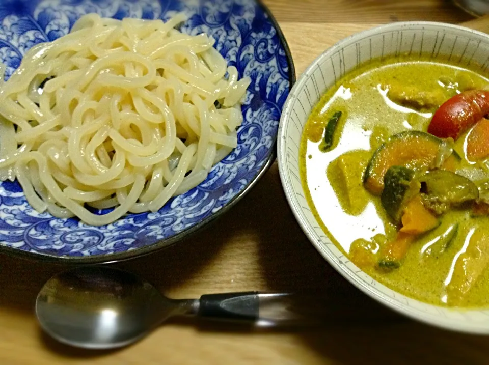 グリーンカレーのつけうどん|RIEママさん