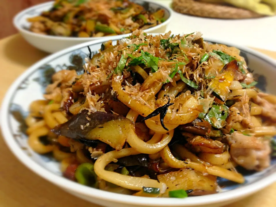 梅ひじきと茄子の焼うどん|こぺ こぺちさん