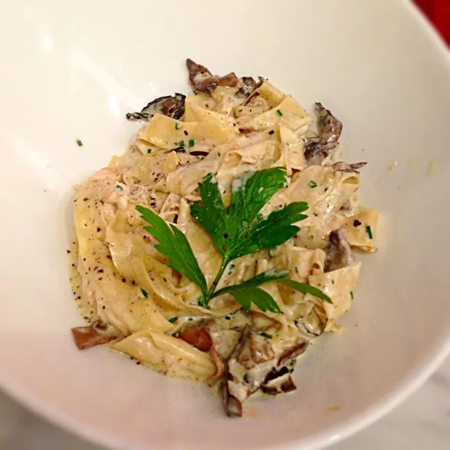 Snapdishの料理写真:Chicken Mushroom Fettuccine 🍝|Ivyさん