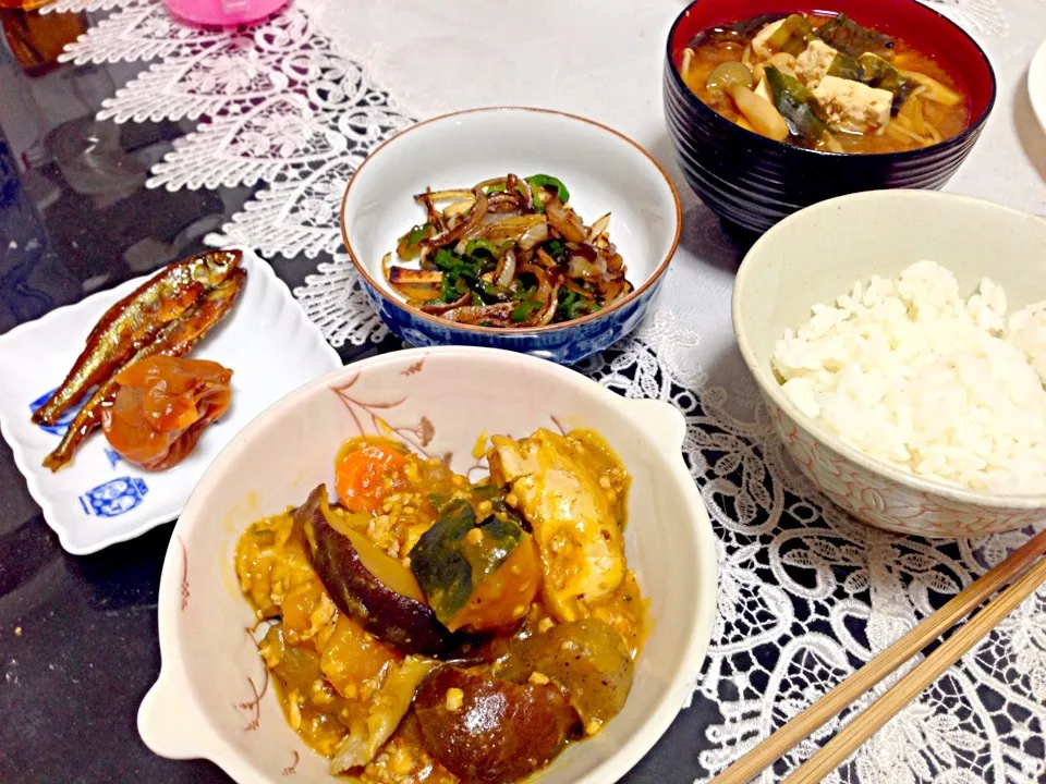 鶏挽肉といろいろ野菜の煮物の晩ご飯|やすさん