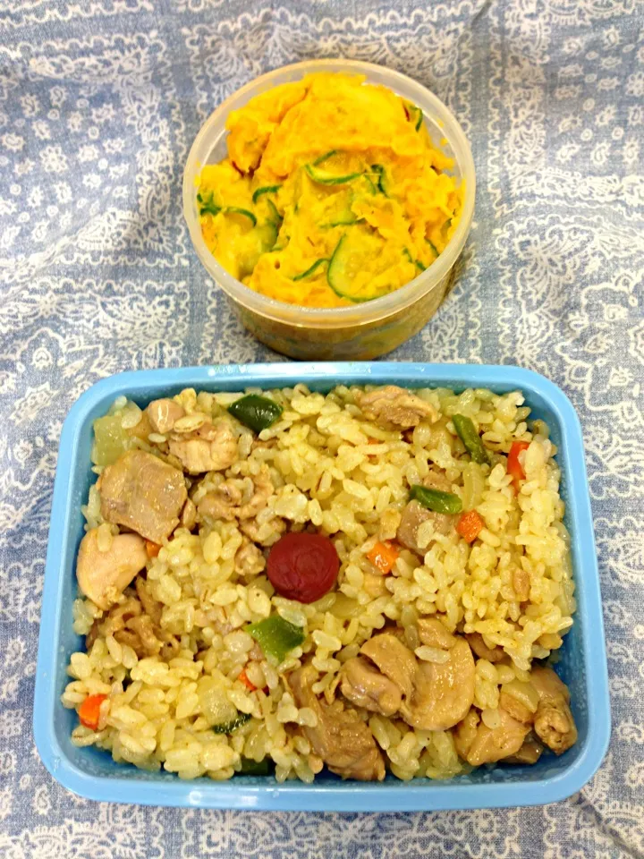 ドライカレーとかぼちゃサラダのお弁当|Yoko Hayashiさん