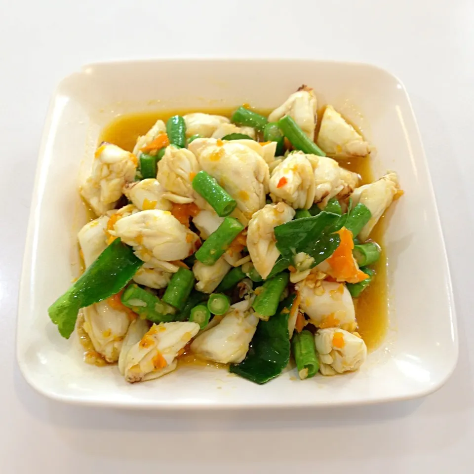 กรรเชียงปูผัดพริกเหลือง Crab Meat Stir Fried With String Beans & Yellow Pepper|nicky tangさん