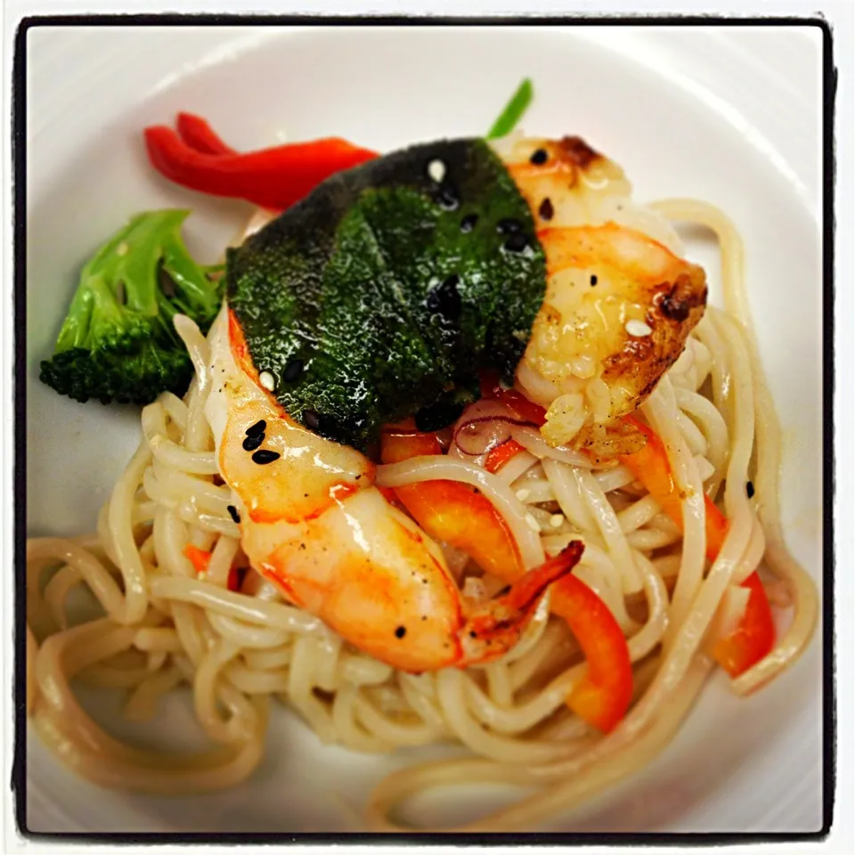 Sage wrapped Shrimp over Asian noodles (appetizer)|Tina Wilson-Terryさん