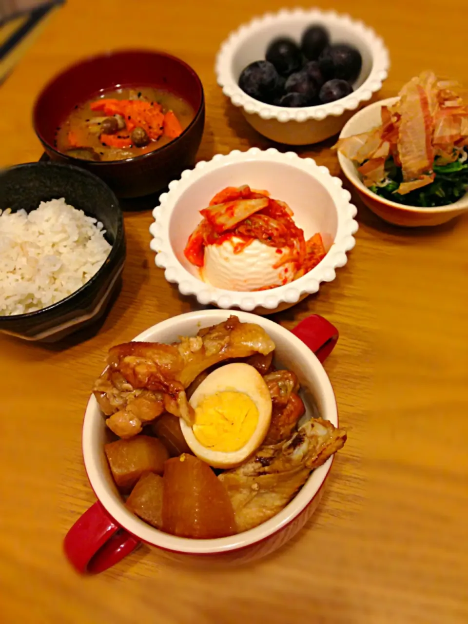 骨付き肉と大根のこってり煮定食|ここママさん