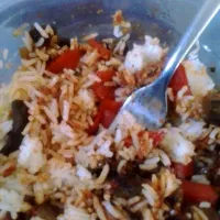 Snapdishの料理写真:Eggplant Jambalaya with soyrizo over jasmine rice|Bianca Sigalaさん