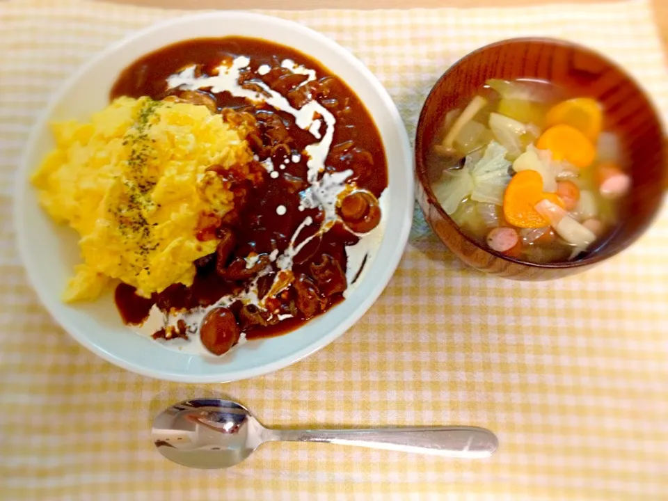 オムハヤシと野菜スープ。|あすみさん